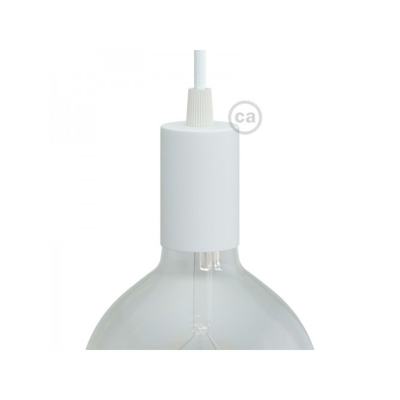 Casquilho E27 em Metal Cilindrico Branco Mate