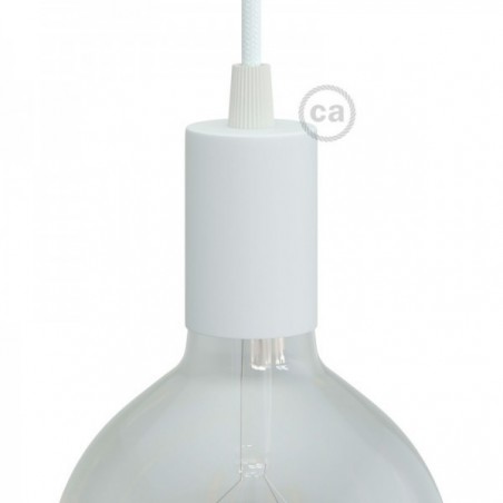 Casquilho E27 em Metal Cilindrico Branco Mate