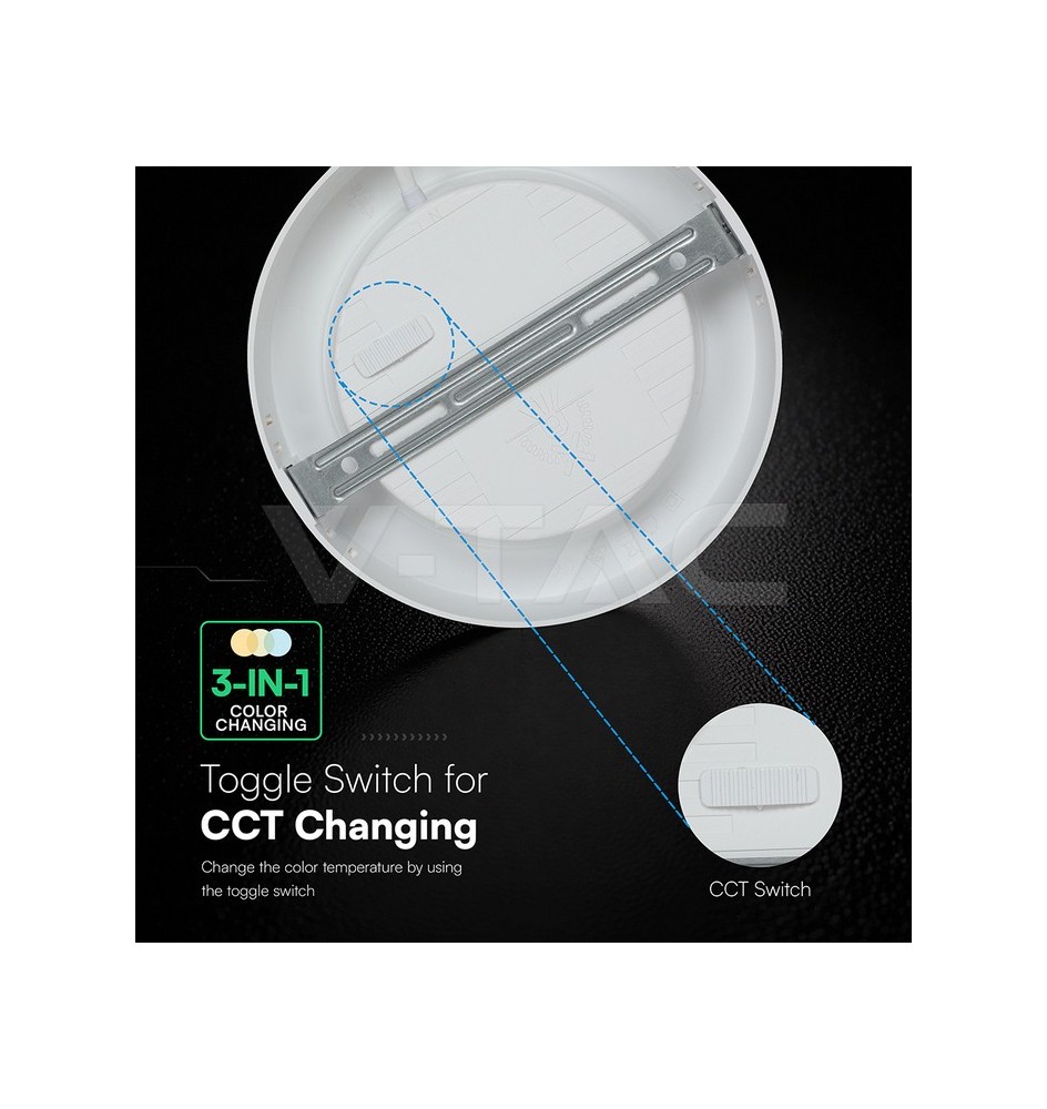Painel LED V-TAC 18W 3CCT 1980Lm R SURFACE IP20