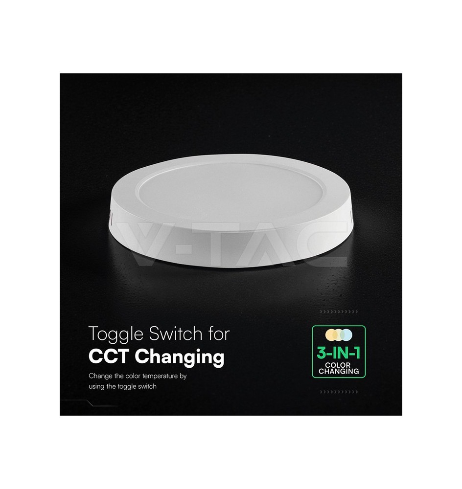 Painel LED V-TAC 18W 3CCT 1980Lm R SURFACE IP20